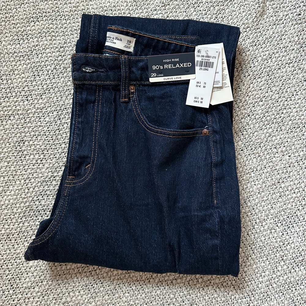 Abercrombie & Fitch Women's Curve Love High Rise Jeans - Dark Blue
